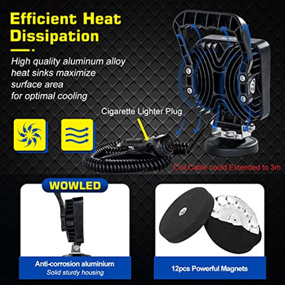 27W Portable LED Work Light Flood Lamp with Magnetic Base for Car, Off-Road, Truck, Boat, Tractor, Truck, Engineering Vehicle, Maintenance, Camping Light DC 9-32V
