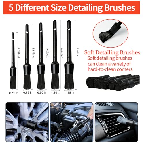 23Pcs Car Wash Kit,62" Car Wash Brush Mop with Long Handle,Car Cleaning Kit,Car Detailing Brush Set,Car Wash Bucket with Filter,Windshield Window Squeegee for Cars RV Truck Boat
