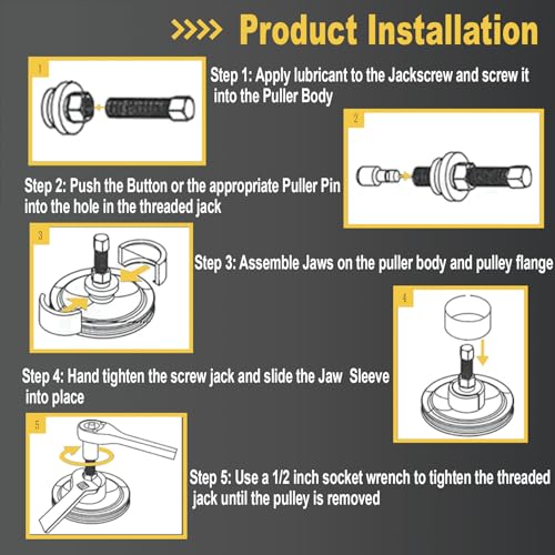 14PCS Power Steering and Alternator Pulley Tool Kit, Replace Vehicle Steering Pump and Car Repair Tools, Essential Car Repair Tools for Mechanics with Storage Case