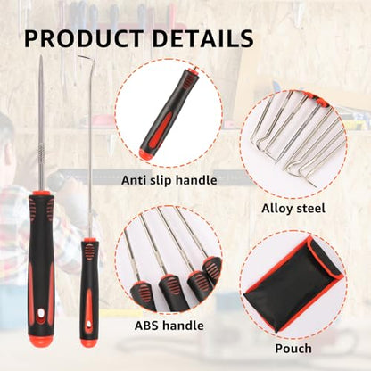 16Pcs Pick and Hook Set, Precision Oil Seal Pick Tool, Easy Removal Automotive Oil Seal Hook, Long Short Reach Seal Puller for Car Lock Keys Remove Hoses and Gaskets
