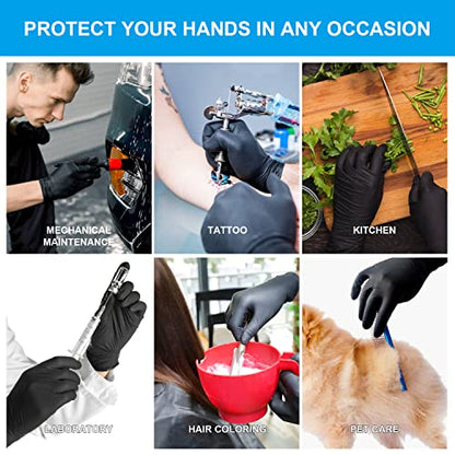 FINITEX Black Nitrile Disposable Medical Exam Gloves - 100/1000 PCS 6.3mil Powder-Free Latex-Free Food Gloves - color: Black (Large 1000)