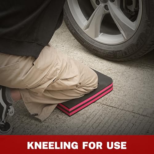 TOMMARS 0.9 Inch Thick Foldable Mechanic Kneeling Pad, 23.6 x 15.7 Inches | High-Density PE Foam Knee Cushion with 2 Pockets, Double-Sided Nonslip Surface and Carry Handle for Gardening and Repairs - size: 23.6in Length-1-Fold
