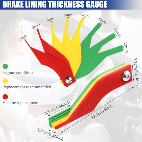 Frienda 3 Pieces Tire Tread Depth Gauge Tool Digital Tread Depth Gauge Brake Lining Thickness Ruler Coded Tire Automotive Brake Pad Measure Ruler for Motorcycle, Car, Truck and Bus (Green) - color: Green