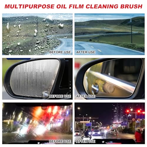 Oil-Free Car Glass Brushes, Upgrade 2.0 Clear Vision Glass Cleaner, Oil Film Cleaning Brush for Automotive Windows, Clearvision Cars Windshield Cleaner Tool (1set) (1, Red)