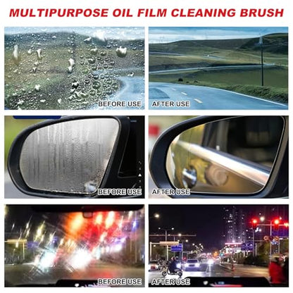 Oil-Free Car Glass Brushes, Upgrade 2.0 Clear Vision Glass Cleaner, Oil Film Cleaning Brush for Automotive Windows, Clearvision Cars Windshield Cleaner Tool (1set) (1, Red)