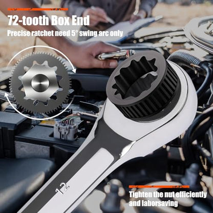 Egofine 5/8 inch Ratcheting Combination Wrench SAE, Industrial Grade Gear Spanner with 12-Point Design, 72-Tooth Ratchet, Chrome Vanadium Steel - size: 5/8"