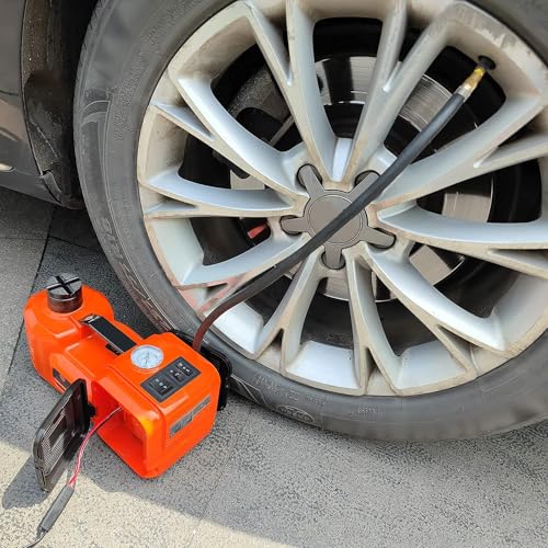 E-HEELP Electric Car Jack 5Ton 12V Kit Hydraulic (Lifting Range: 6.1~17.7 inch) with Inflator Electric Jack for Car SUV Sedan MPV Change Tires Garage Repair Emergency Kit