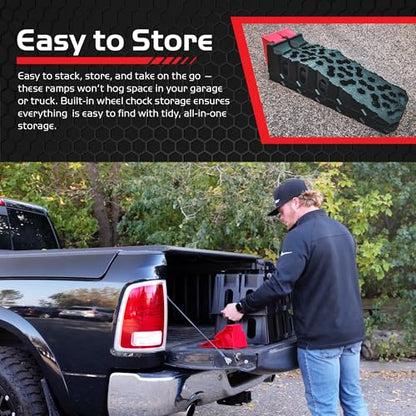 Caliber Products, Vehicle Service Ramps w/Chocks, Max. Length 37in, Heavy-duty Car Ramp, 20,000lb. Capacity, Model# 13595