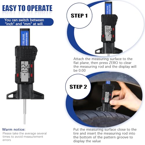 3 Pieces Tire Tread Depth Gauge Tool Digital Tread Depth Gauge Brake Lining Thickness Ruler Coded Tire Automotive Brake Pad Measure Ruler for Motorcycle, Car, Truck and Bus - color: Black