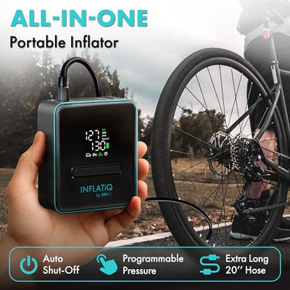 INFLATiQ by RIMiQ Portable Tire Inflator Air Compressor – Twice as Fast QwikFlow Technology with Auto Shut-Off – 11.1V Rechargeable Air Pump with Metal Gears and Premium Carry Case (2 Pack) - size: 2 Pack
