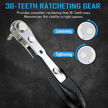 GreaTalent 30in1 S2 Steel Mini Ratchet Wrench Screwdriver Bit Set with Universal Sockets, 36-Teeth Gear, Magnetic Bit Holder, 90 Degree Drive Handle
