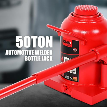 DNA Motoring 50 Tons / 110231 lbs Lifting Automotive Welded Hydraulic Bottle Jack for Repair Vehicle, Pickup, Truck, w/Manual Handle, Red,TOOLS-00365 - color: red, style: 50 ton