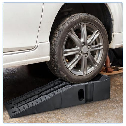 Nilight Car Ramps, 6.7 Inch Lift Vehicle Service Ramp | 13,000lb. GVW Capacity Per Pair, Heavy Duty, Stackable Design Saves Space, Ideal for Home Garage Maintenance - size: Car Ramp