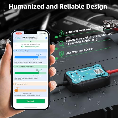 6V 12V 24V Bluetooth Battery Monitor BM7–Work for All Lead-Acid & Lithium Battery with Charging, Cranking System Test & Auto Alarm – Waterproof Voltmeter for Cars, Vans, Trucks, Motorcycles, Boats - style: For 6-24V Lead-Acid & Lithium Battery