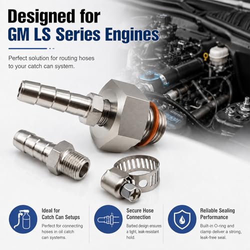 Oil Pump Priming Adapter Kit Compatible with All Chevy GM, LS Engines LS1 LS2 LS3 LSX 5.3L 6.0L 6.2L，Stainless Steel Oil Drain Valve, M16x1.5 to 1/8 NPT Oil Pan Drain Plug