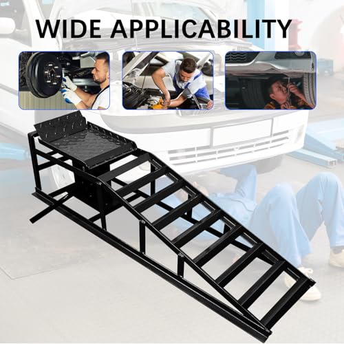 Hydraulic Car Ramps Heavy Duty 2 Pack, 11000LB/5-Ton Low Profile Auto Car Truck Service Ramps with Hydraulic Lift for Maintenance, Oil Change(Black)