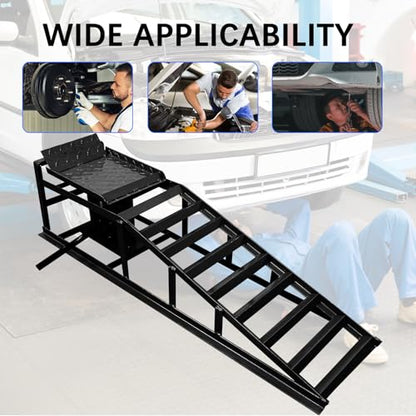 Hydraulic Car Ramps Heavy Duty 2 Pack, 11000LB/5-Ton Low Profile Auto Car Truck Service Ramps with Hydraulic Lift for Maintenance, Oil Change(Black)