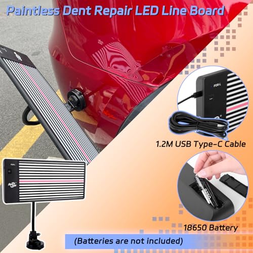 Paintless Dent Repair Kit with LED Line Board, Heat Gun for Glue Removal & Dent Heating, Dent Puller Kit with T-Bar, Dent Lifter, PC Glue Tabs, Auto Body Dent Removal Kit for Cars Trucks - size: PDR tools-A3