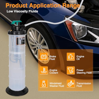 GOOACC Oil Extractor Pump 9L Manual Fluid Extractor Pump Oil Vacuum Changer with Brake Bleeding Hose Oil Suction Pump Extractor for Automotive Boat Motorcycles Oil Coolant Transmission Fluid Change - size: 9L Manual