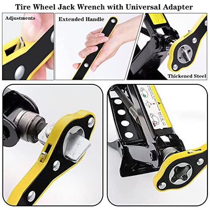 3Pcs Car Jack Wrench Set, 360° Swivel Labor-Saving Car Jack Ratchet Wrench Cross-shaped Hex-shaped Rhombus-shaped with Long Handle, Scissor Jack Lift Speed Handle Tool for Travel, Van, SUV & More