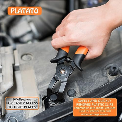 PLATATO 2 PCS Push Pin Pliers Set Auto Panel Clip and Trim Removal Tool Includes 30 Degree and 80 Degree Pliers Easily Removes Plastic Fasteners and Rivets