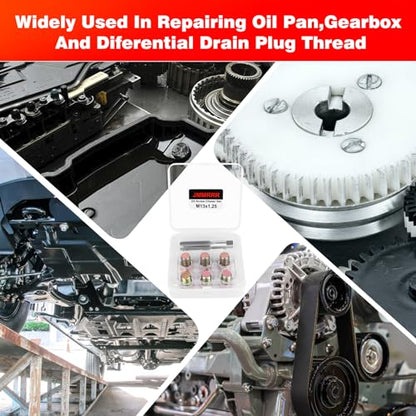 Oil Drain Plug Tap Thread Repair M13x1.25MM Oil Pan Screws Rethread | Oil Drain Plug Thread Repair Tool Kit Oil Pan Screws Rethread Tool - size: M13 X 1.25MM
