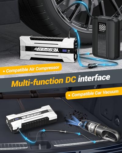 YESPER 4120A Jump Starter, 12V Car Battery Jumper Starter Portable (All Gas, up to 10.0L Diesel Engine), 26800mAh Battery Start Booster Pack, Jump Box with Carry Case, Jumper Cables, LED Light