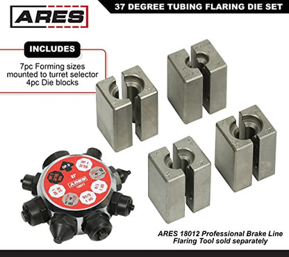 ARES 18077 – 37 Degree Professional Flare Die Set – for Use with Professional Brake Line Flaring Tools – Use with Flaring Tool to Form Flares in Steel, Stainless Steel, Copper, and Aluminum Tubing - size: 37 Degree Tubing Flaring Die Set