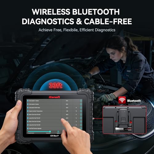 iCarsoft CR MAX P Bidirectional Scan Tools 10-inch Full Systems Diagnostic Tool Up to 50 Services All Active Test OBD2 Scanner ECU Coding AutoVIN CAN FD/DoIP Lifetime Free Update for 10000+ Cars