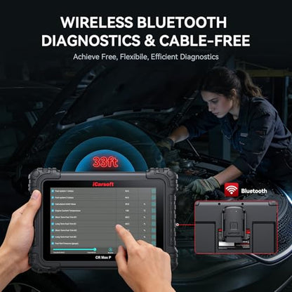iCarsoft CR MAX P Bidirectional Scan Tools 10-inch Full Systems Diagnostic Tool Up to 50 Services All Active Test OBD2 Scanner ECU Coding AutoVIN CAN FD/DoIP Lifetime Free Update for 10000+ Cars