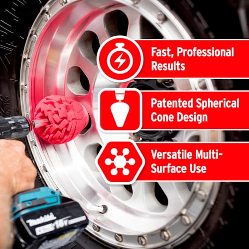 Mothers PowerCone 360, Polishing Tool with Quick Swap Bit (05146) | Patented Spherical Cone for Deep, Safe Metal Polishing in Hard-to-Reach Areas — Ideal for Wheels & Curved Surfaces - size: Single Unit