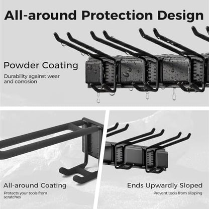 Garage Tool Organizer 48in - Heavy Duty Wall Mount Tool Storage Rack Load 350lb Garage Organization for Mop Rake Broom Shovel Folding Chair
