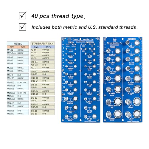 Original 2-in-1 Thread Checker,Bolt and Nut Identifier Gauge,Thread Checker | Hardened Steel (2 Pcs)