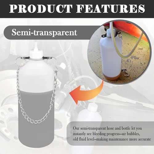 1L Car Brake Bleeder Bottle Kit Includes Chain/23.03" Brake Bleeder Hose/Adapter,One Man Brakes Bleeders Kit for Bleeding Vehicle Systems,Essential Cars Brakes Fluid Bleeders Kits