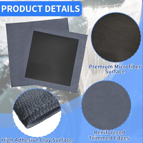 2 Pack Clay Towel Auto Detailing 12 x 12 Inch Fine Grade Clay Bar Towel for Car Detailing Microfiber Car Cloth Cleaner for Cleaning & Release of Paint Contaminants, Grey - color: Grey