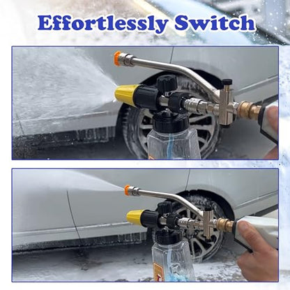 Tool Daily Pressure Washer Foam Cannon with Dual-Connector Accessory | Power Washer Double Tip Attachment For Soap Cannon, 5 Pressure Washer Sprayer Nozzles, 1/4" Quick Connect - size: 1 L