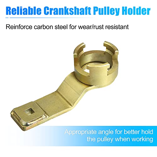 X AUTOHAUX Crankshaft Pulley Holding Tool 1/2" Drive 999-7128 for Ford Focuse C-MAX S-MAX Fiesta Transit Mondeo 1.8 2.0 2.3 for Volvo C30 S40 S80 V50 Crankshaft Pulley Wrench Remove Tool