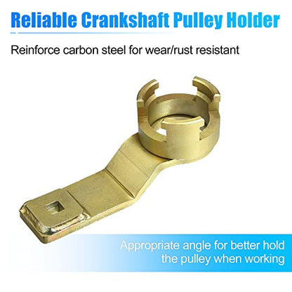 X AUTOHAUX Crankshaft Pulley Holding Tool 1/2" Drive 999-7128 for Ford Focuse C-MAX S-MAX Fiesta Transit Mondeo 1.8 2.0 2.3 for Volvo C30 S40 S80 V50 Crankshaft Pulley Wrench Remove Tool