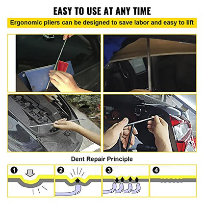 VEVOR Rods Dent Removal Kit, 21 Pcs Paintless Dent Repair Rods, Stainless Steel Dent Rods, Whale Tail Dent Repair Tools, Professional Hail Dent Removal Tool For Minor Dents, Door Dings And Hail Damage - style: 21 Pcs with 21 Rods