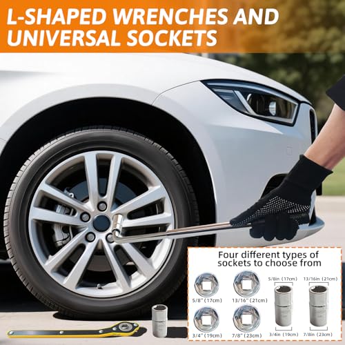 Scissor Car Jack 2 Ton Heavy Duty Portable Emergency Univeral Jack Kit with Hand Crank,Lug Wrench & Sockets,Compact Steel Frame Jacks for Car SUV Roadside Tire Change Tool