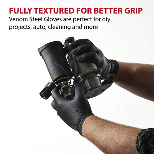 Venom Steel Nitrile Gloves, Rip Resistant Disposable Latex Free Black Gloves, 2 Layer Gloves, 6 mil Thick, X-Large (Pack of 500) - size: X-Large (Pack of 500)