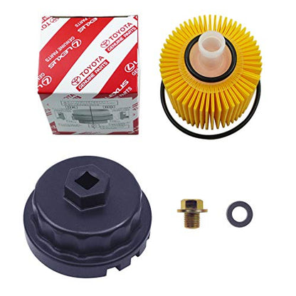 Genuine Oil Filter,Wrench,Oil Drain Plug Compatible With Lexus,Toyota,Camry,RAV4,Highlander,Sienna,Tundra and More with 04152-YZZA1 Oil Filter-Fits 64mm Cartridge Style Oil Filter Housing