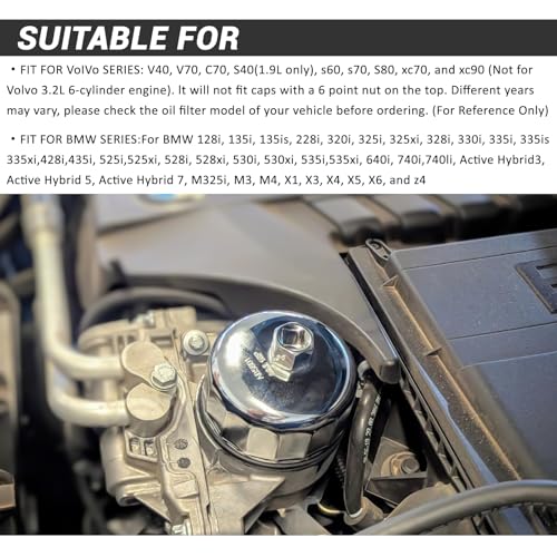 86.4mm 16Flutes Oil Filter Cap Wrench Removal Tool Socket for BMW Engines/for Volvo with 86mm Filter Housing Caps, Silver Heavy-Duty Alloy Steel - style: Alloy Steel
