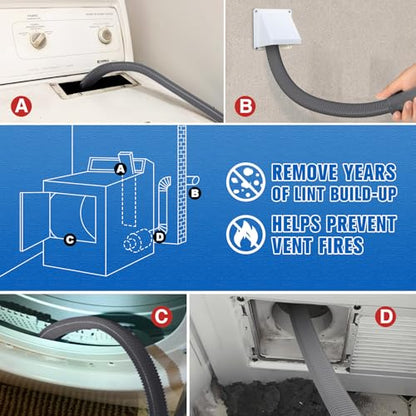 Sealegend Upgrade Dryer Vent Cleaner Kit Vacuum Hose Attachment Compatible with Most Vacuum Cleaner, Quickly Lint Remover Cleaning Supplies, 31.5 Inch, Dark Gray - color: Dark Gray