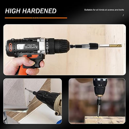 14PCS Spiral Screw Extractor Set with Tungsten Carbide Tip Scriber Pen | 6542/4341 HSS Steel Cobalt Left Hand Drill Bits Set - 1/4'' Adapter - Removing Stripped Screws Bolts - size: 14Pcs