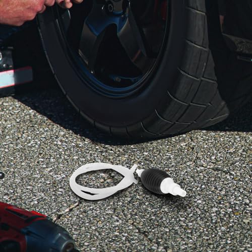 Manual Hand Fuel Transfer Pump with Corrugated Siphon Hose and Plastic Wall-mount Bracket for Gasoline Diesel Water Fluid Transfer Versatile for Vehicle and Agricultural Use