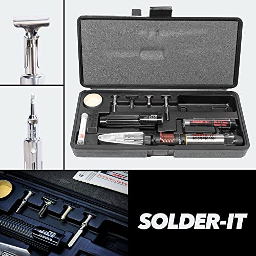Solder-It SolderPro 120 Soldering Iron Kit (PRO-120K) | Multi-Function Butane Heat Tool with Tips and Case | Cordless and Portable Soldering Gun | Home Improvement Tools and Soldering Kit Essential