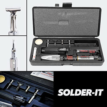 Solder-It SolderPro 120 Soldering Iron Kit (PRO-120K) | Multi-Function Butane Heat Tool with Tips and Case | Cordless and Portable Soldering Gun | Home Improvement Tools and Soldering Kit Essential
