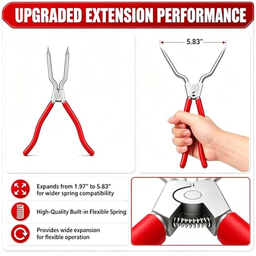 383EER4001A Washer Spring Expansion Tool Compatible with LG Samsung Kenmore | Front Load Door Boot Spring Clamp Tool, Replaces 1268535 PS3569695, Expands 2" to 5.83" for Washer Repairs - color: Red（2” to 5.83“)