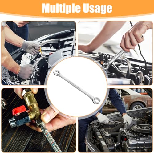 Flare Nut Wrench, Double Open End CR-V Chrome Vanadium Steel Flare Nut Wren | 8mm x 10mm 15-Degree Offset Design Line Wrenches for Automotive Repairs and Household Maintenance